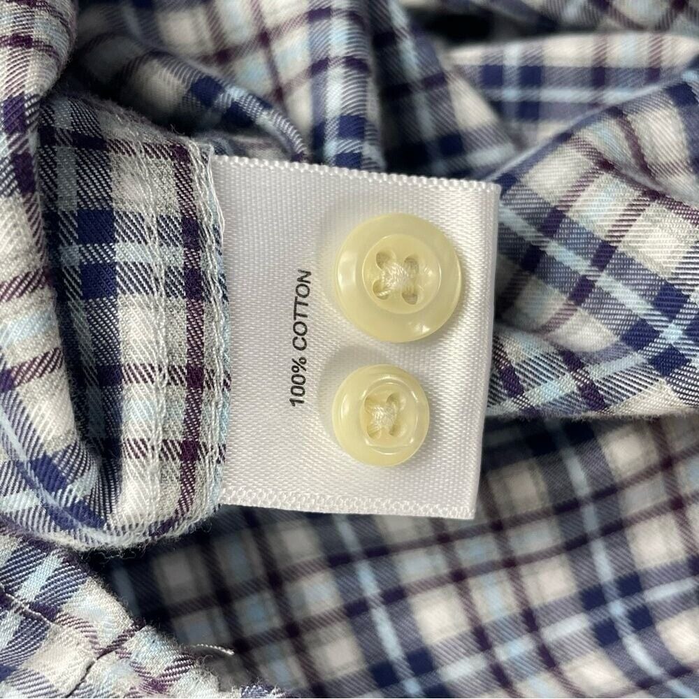 Men's Peter Millar Multi-Tone Blue & Brown Plaid Long Sleeve Button DN 2XLT 0013 - Picture 9 of 9